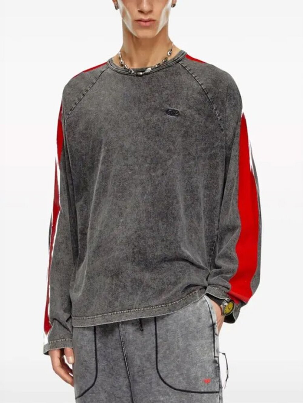 DIESEL T-Redroxt Acid Wash Cotton Long Sleeve Tee Size S